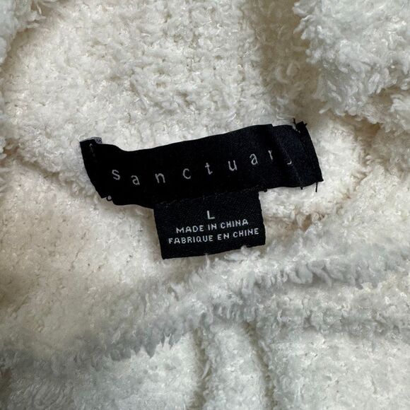 Sanctuary White Textured Teddy Mock Turtleneck Sweater large - Picture 4 of 6